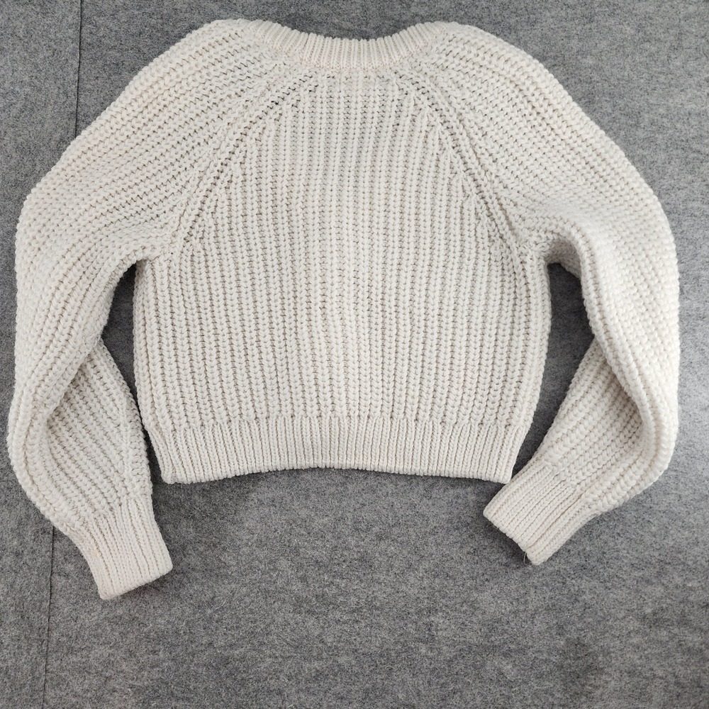 HM XS White Chunky Knit Button Front Cropped Cardigan Sweater Coquette Womens - Picture 3 of 6
